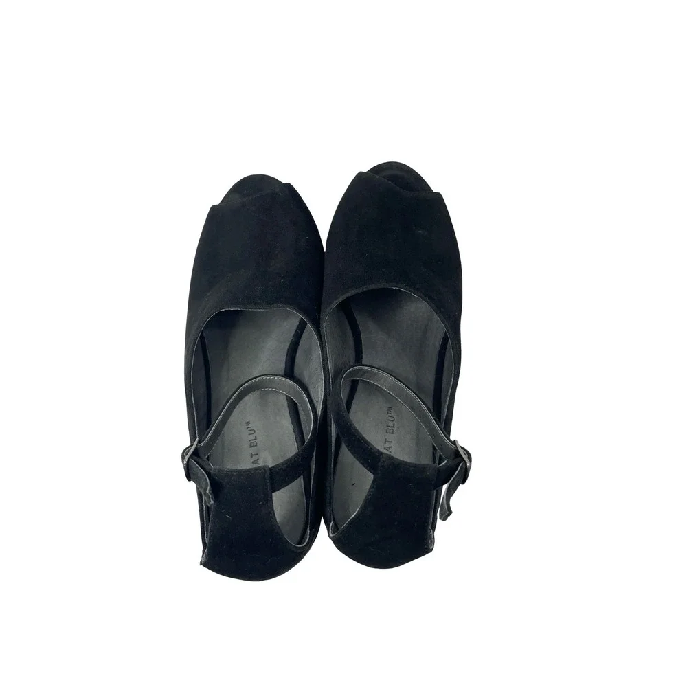 Chocolat Blu Walter suede Ankle Strap Wedge Sandals Size 8 black boho‎ platform